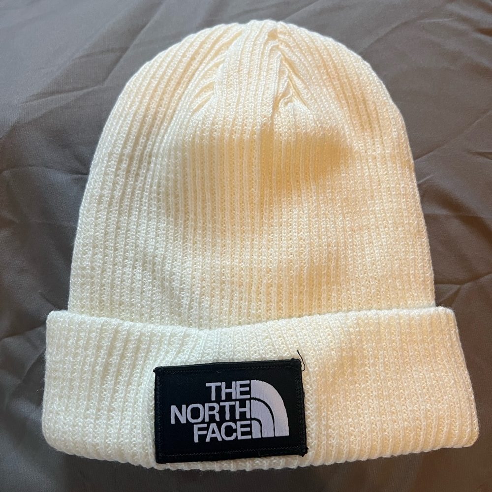 The North Face Cream Ribbed Beanie